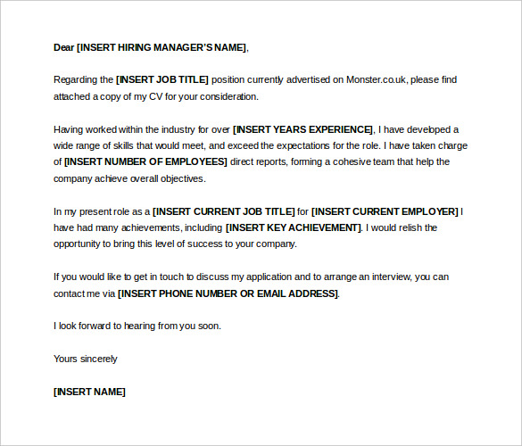 manager cover letter for job application word download