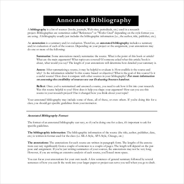 free annotated bibliography template