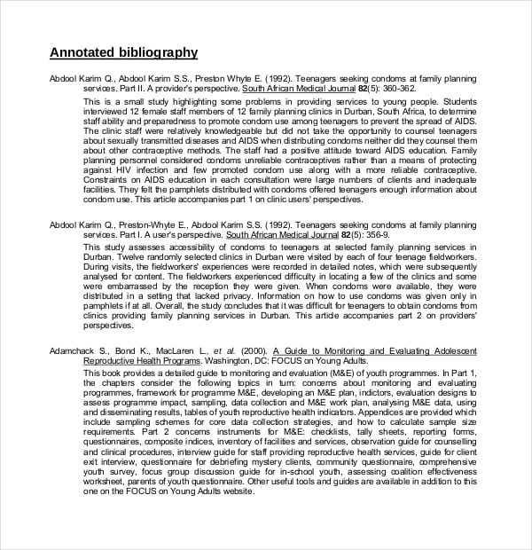 printable free annotated bibliography template format