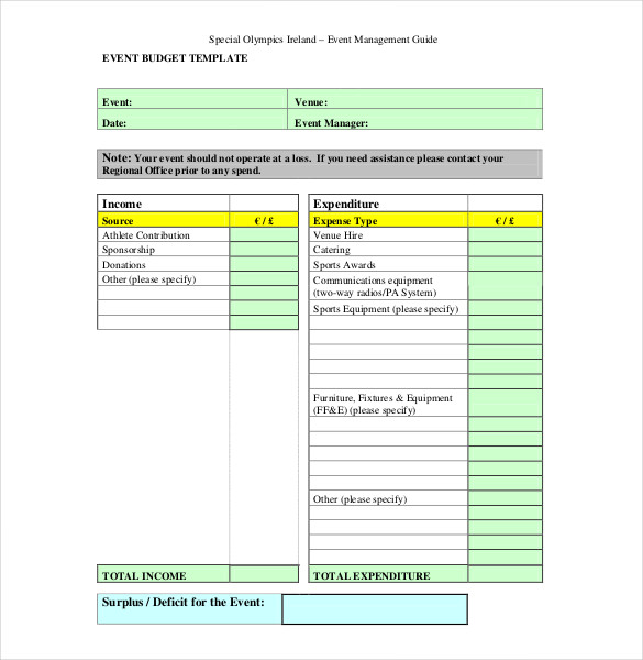 Event Budget Template Free Word Templates