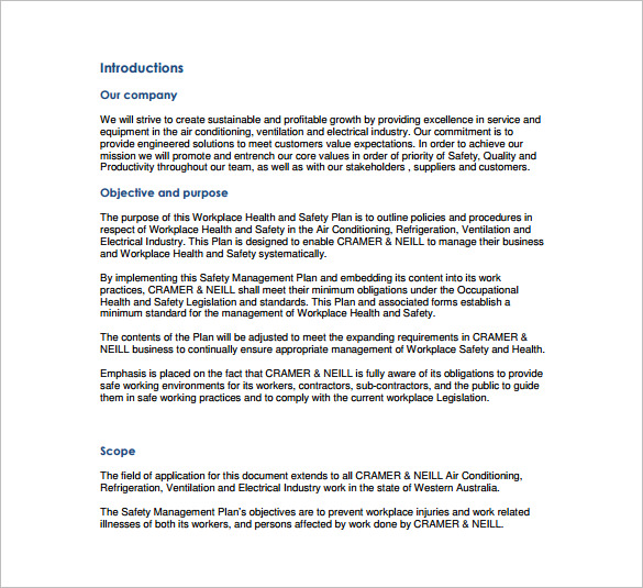 17 Health And Safety Plan Templates Free Sample Example Format 