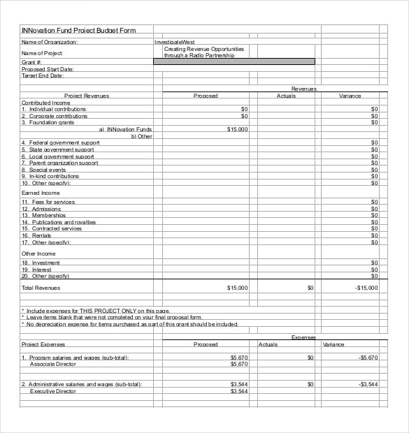 project budget pdf