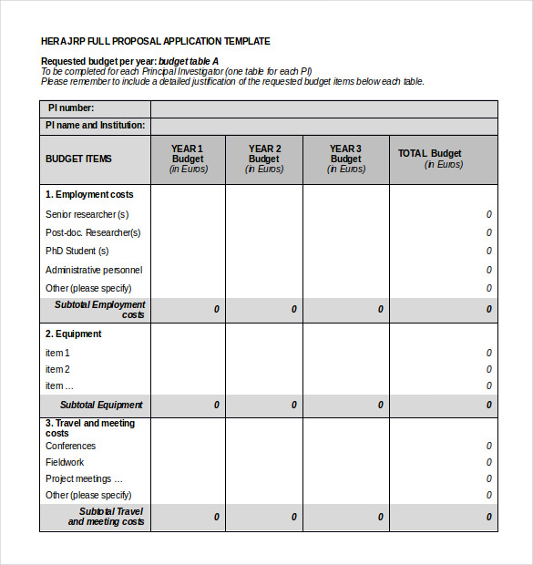 project budget proposal form template word format