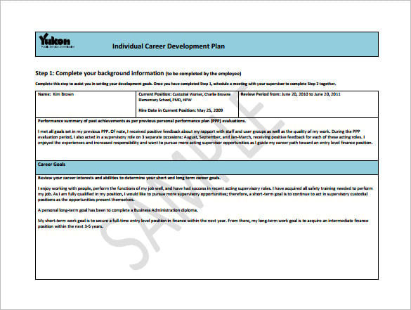 individual career development plan free pdf template