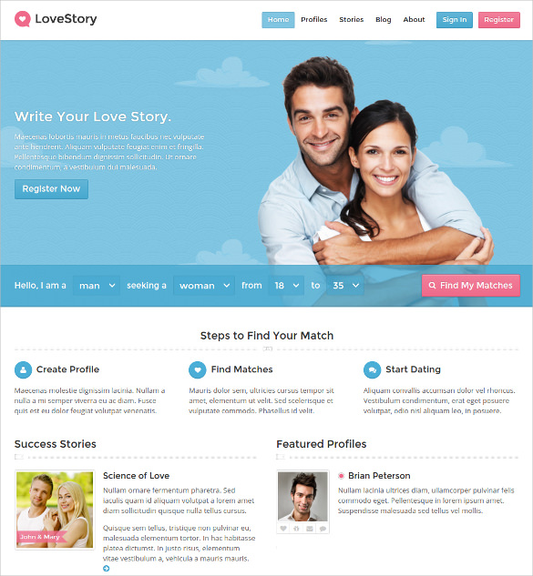 Lovestory dating wordpress theme