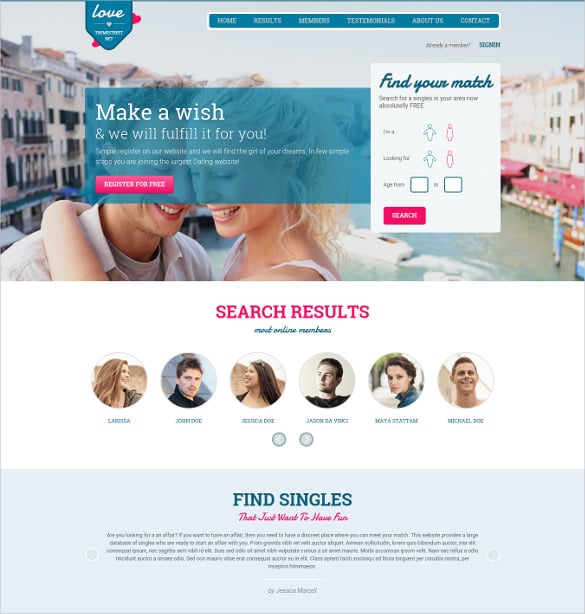 dating paradise website template