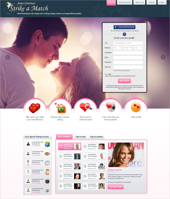 free html templates for dating website