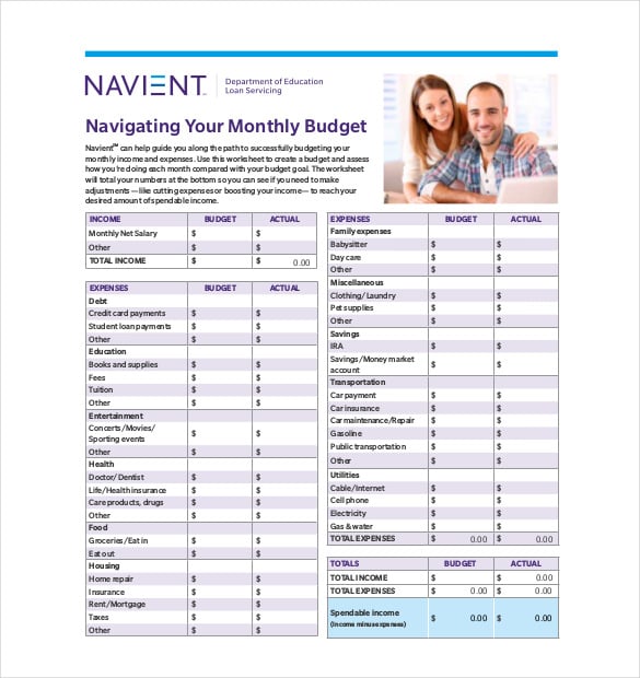 monthly budget planner worksheet