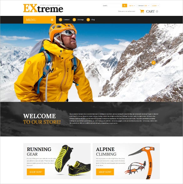 extreme sports clothing prestashop website theme