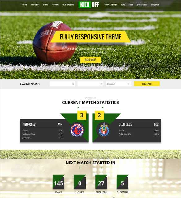 kickoff sports html website theme