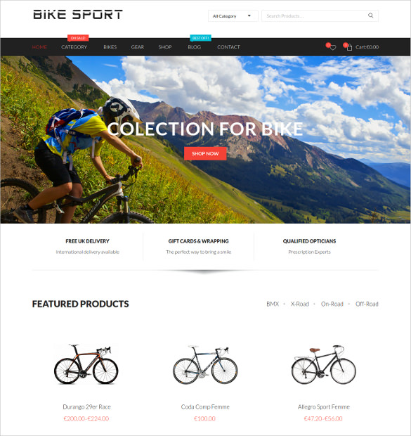 bike sport woocommerce website template