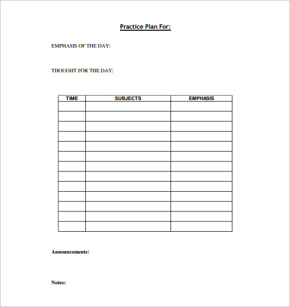 Basketball Practice Schedule Template