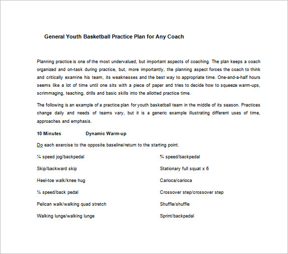 Basketball Practice Plan Template 3 Free Word, Pdf, Excel Documents
