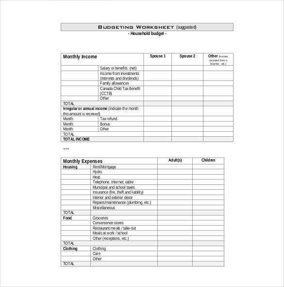 13+ Household Budget Templates - Free Sample, Example, Format Download!