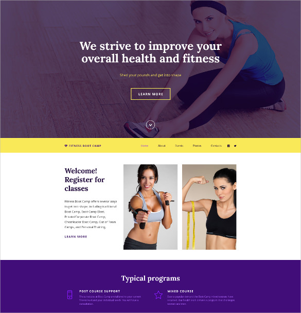 fitness boot camp website template