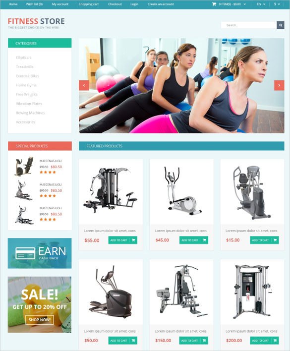 fitness for life opencart website template