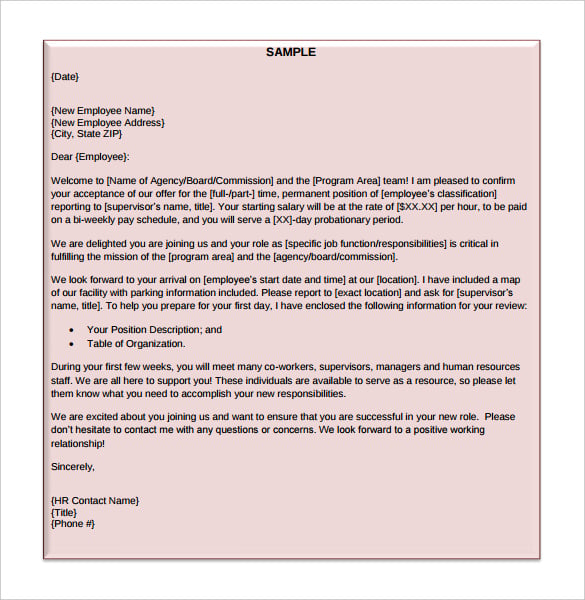 welcome letter of employment template free pdf format