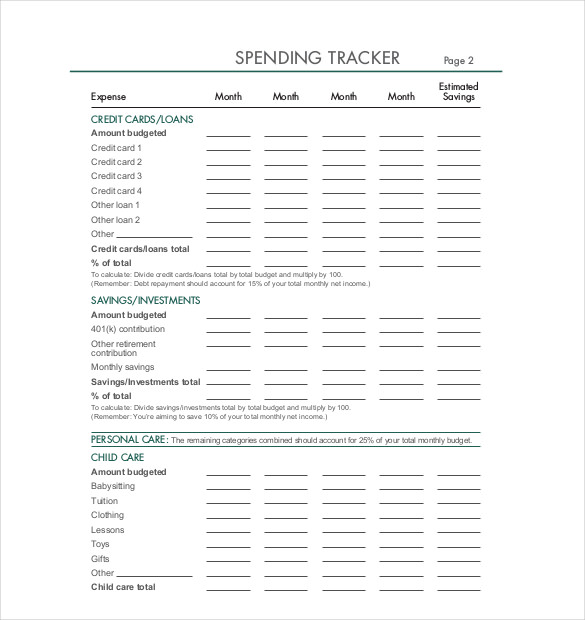 spending tracker pdf format