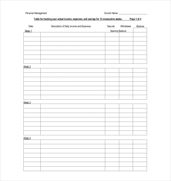 blank budget tracking template pdf file
