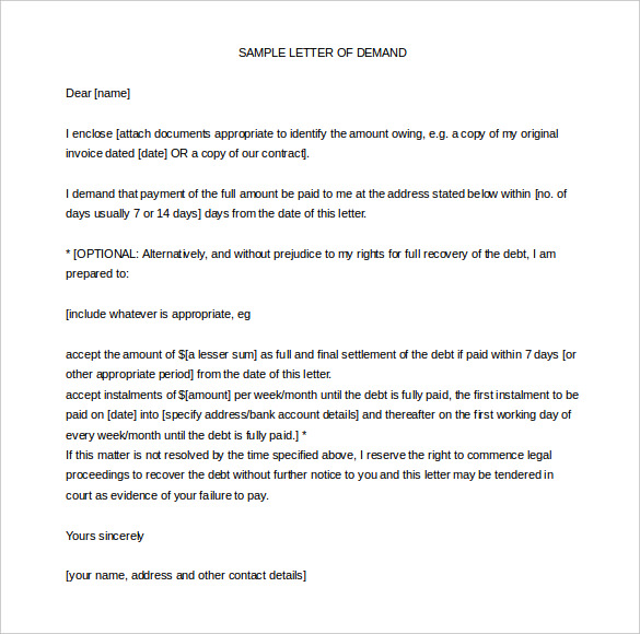 8 Demand Letter Templates Free Word Google Docs Apple Pages PDF 