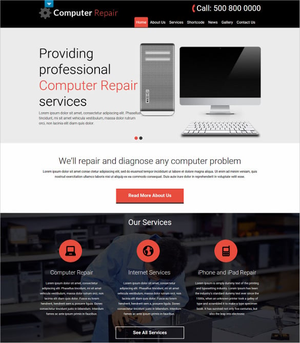 high tech computer repair website theme