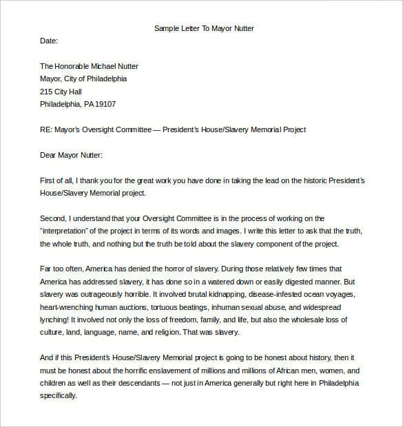 sample complaint letter to mayor free word format
