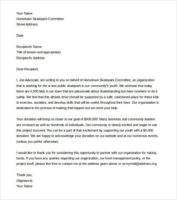 sample letter asking for donations from businesses word doc