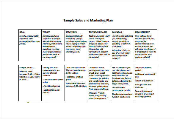 Sales Plan Template Pdf