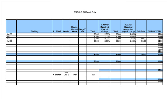 budget payroll spreadsheet