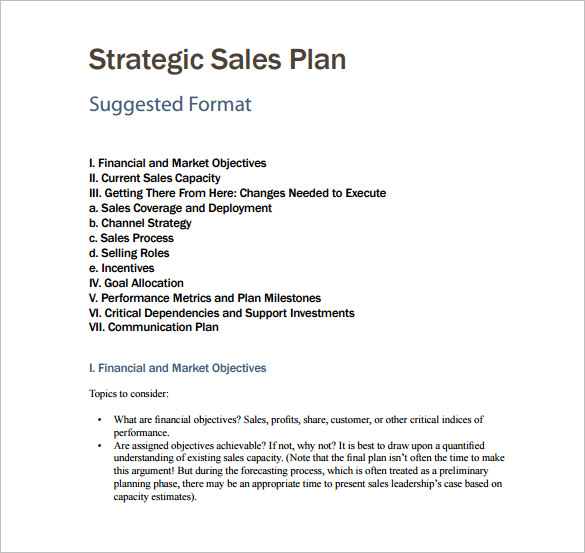 Strategic Sales Plan PDF Template Free Download