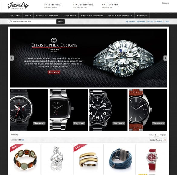 free jewelry store magento website template