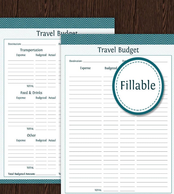 budget template for travel