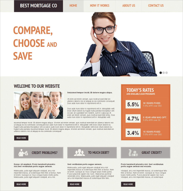 mortgage moto cms html website template