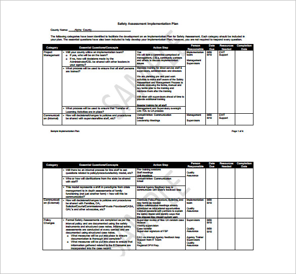 software implementation plan template