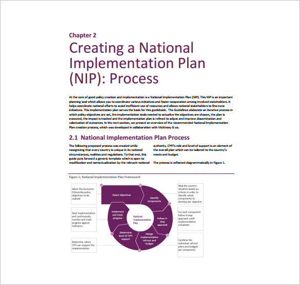 national implementation plan free pdf template download