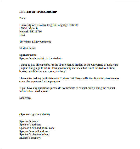 Sponsorship Letter Templates - 40+ Free Sample, Example Format | Free ...