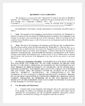 Equipment Loan Agreement Template