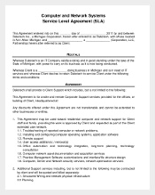 Computer and Network Systems Service Level Agreement