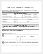 Free Questionnaire Prenuptial Agreement Template