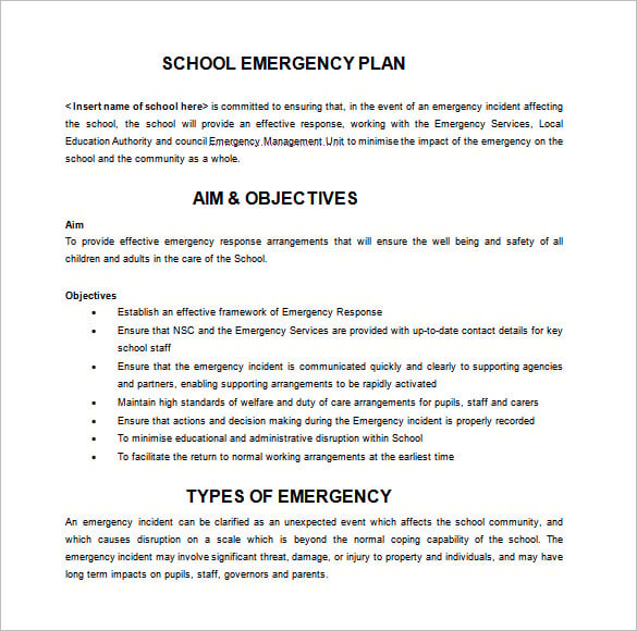16  Emergency Plan Templates Free Sample Example Format Download