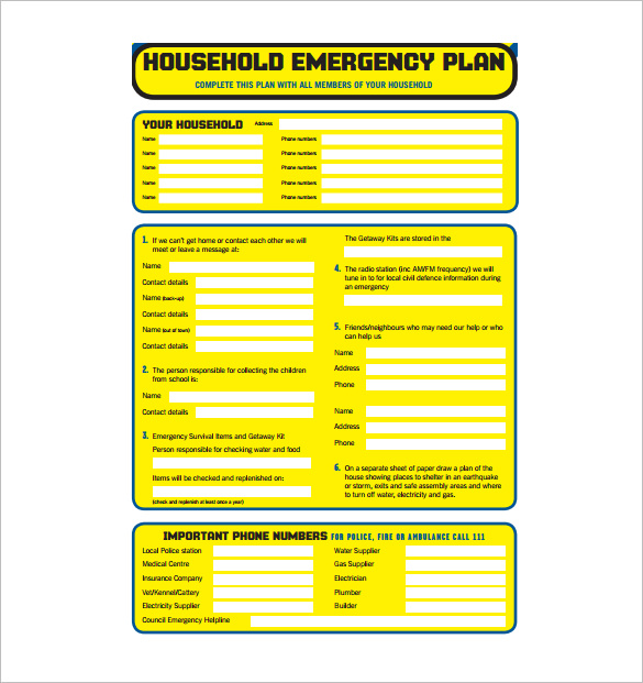 family emergency plan template