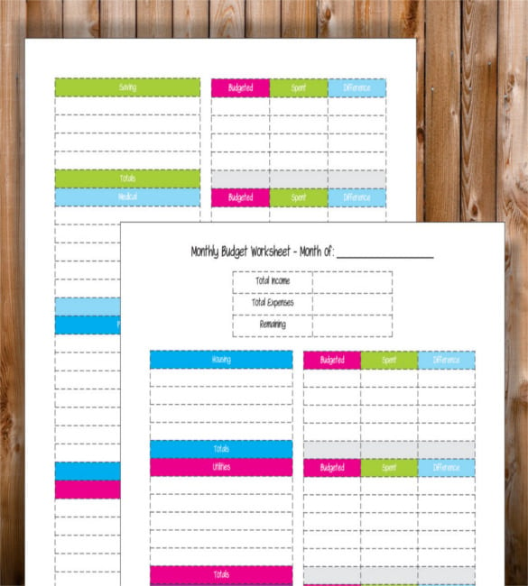 simple monthly budget template