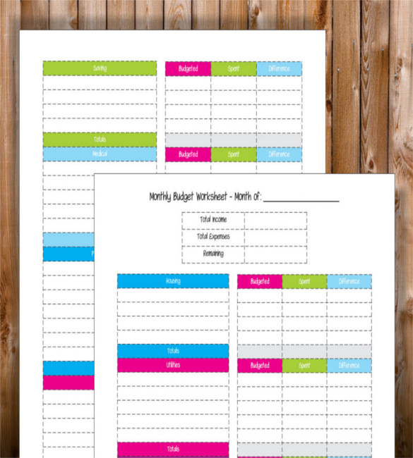 simple monthly budget worksheet 2016