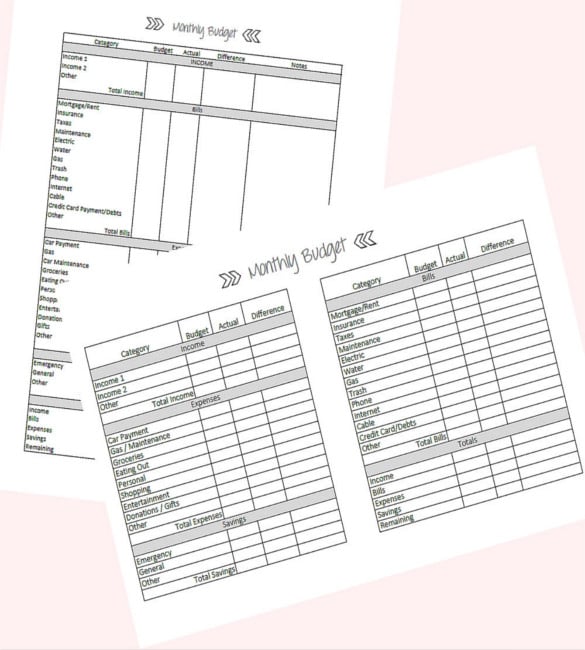 simple personal budget planner template