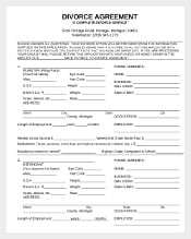 Divorce Agreement Form Template