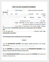 Sample Cultural Sponsorship Agreement Template