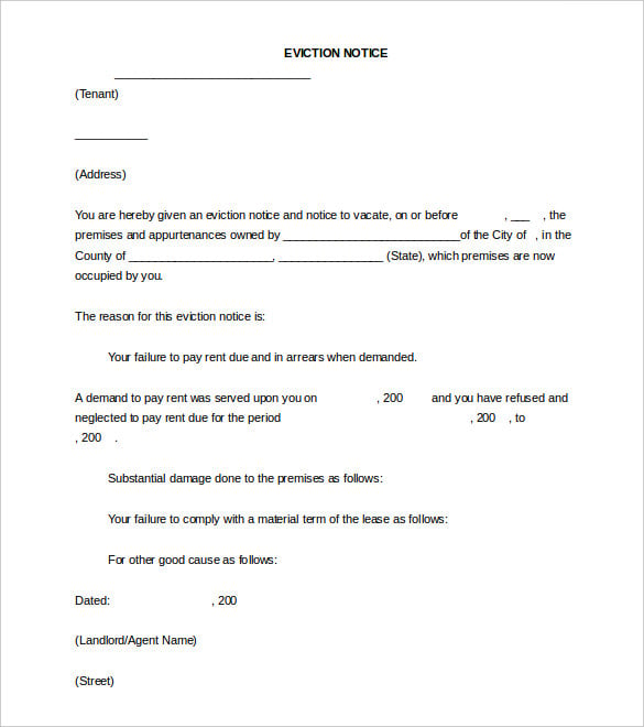 blank commercial eviction letter sample download