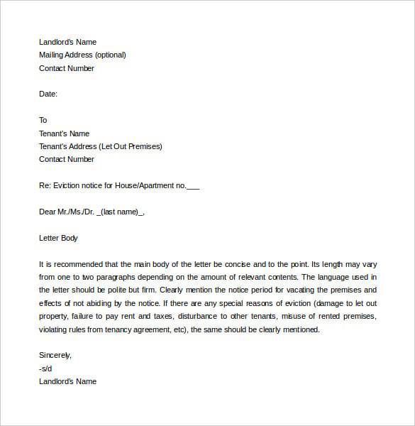 house eviction letter template example word download