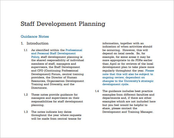 management and staffing in a business plan example