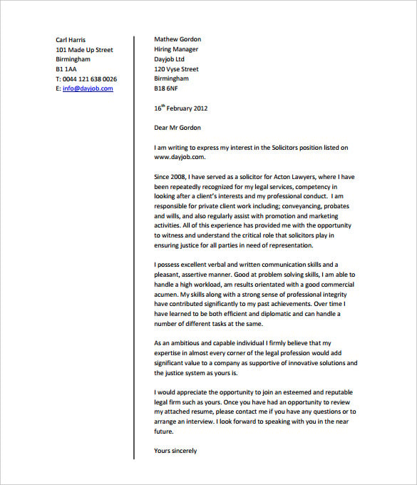 7 Legal Letter Templates Free Sample Example Format Download
